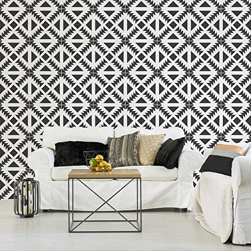 Aztec Tile Stencil - Tile Stencils for Painting Tile Floor - Reusable Tile Stencils for Linoleum and Cement Floors - Paint Your Old Tile and Save - Stencils for Painting Floors (Medium 8"x8") - size: Medium (8"x8")