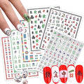 Funny Mahjong Nail Art Stickers - Chinese Playing Cards Game Design, 3D Decals, Luck Nail Art Supplies (6 Sheets) - style: Mahjong