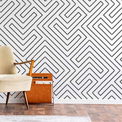 Linear Tile Stencil - Geometric Wall Stencils for Painting - Reusable Floor & Wall Stencils - DIY Backsplash & Floor Makeover (Extra Small (4"x4")) - size: Extra Small (4"x4")