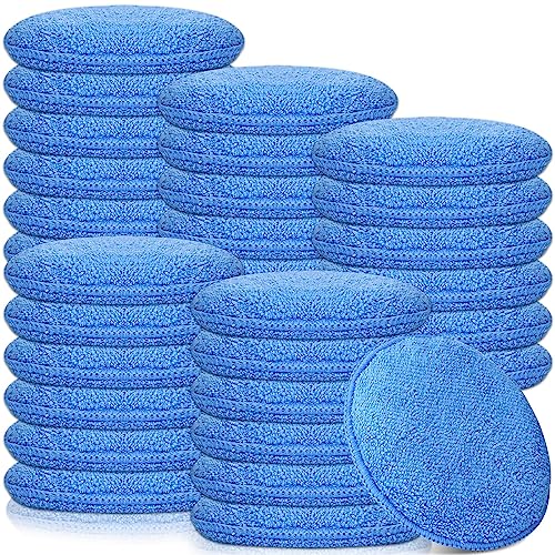 Tanlade 50 Pcs Microfiber Wax Applicator Pads 5 Inch, Blue - color: Blue