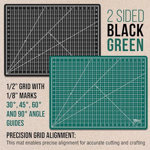 U.S. Art Supply 18"x24" Self-Healing Cutting Mat 5-Ply Green/Black - color: Green/Black