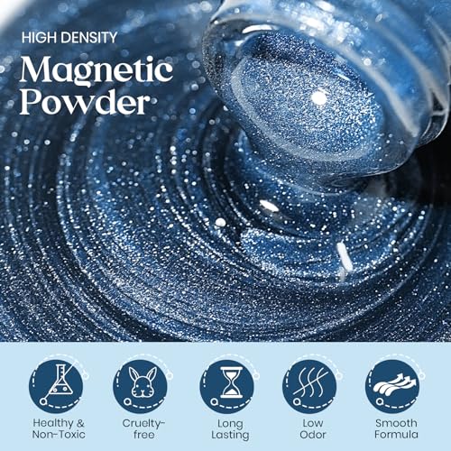 MIZHSE Cat Eye Gel Nail Polish Set - Blue Galaxy Magic Effect High Shine - color: Glass Blue