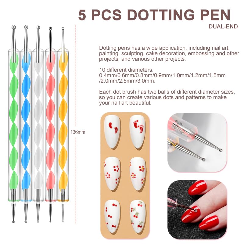 29Pcs Nail Art Brushes Tools Set Dotting Tools for Gel Polish - color: Multicolor (29Pcs)