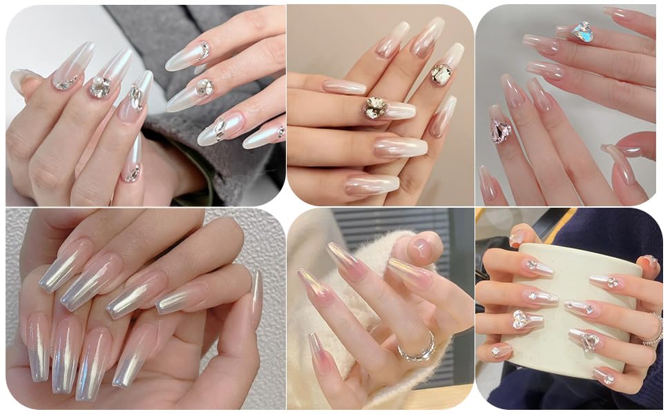 Artdone White Pearl Chrome Nail Powder,Iridescent Mermaid Pigment - color: White 1 Jar
