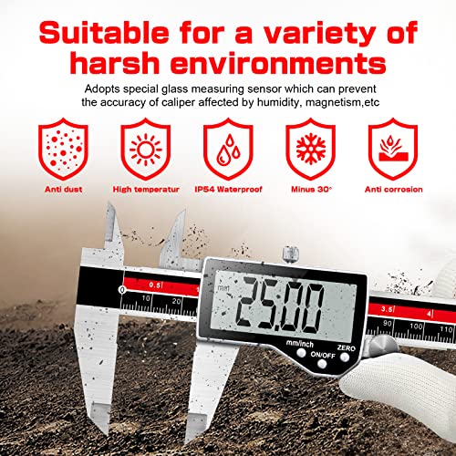 Qfun 6 Inch Digital Vernier Caliper Metal Metric Precision Measuring Tools