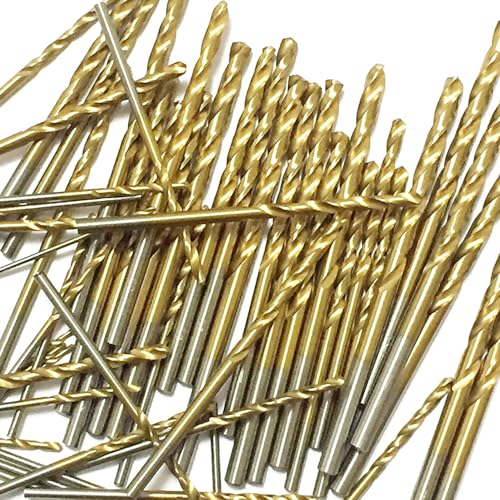 60PCS Mini Titanium Twist Drill Bit Set (3/64"-1/8"), HSS43 Fully Ground Micro Drill Bits for Wood, Metal,Plastic, Aluminum Alloy,Steels - style: 3/64"-1/8" (60pcs)