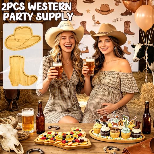 Western Birthday Party Decorations Wooden Hat Boot Charcuterie Boards Trays - color: Wooden Hat Boot