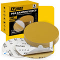 TPmax 6-Inch 220-Grit Gold PSA Sanding Discs, 50 Pack – Pro-Grade Self-Adhesive Stickyback Sandpaper with Quick-Release Tabs for DA Sander, Fine Automotive/Wood/Metal Sanding - style: 220 Grit