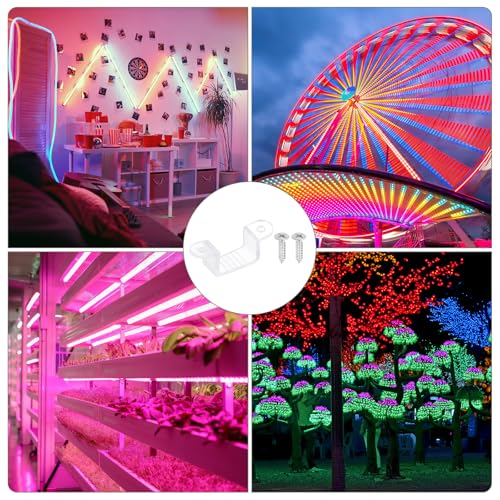 PATIKIL LED Strip Light Clips, 60 Pack Mounting Bracket Fixing Clips Plastic Clamp Holders with Screws for 16-19mm Neon RGB Light Cable Ribbon, Translucent - size: 16mm-19mm