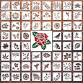 60Pcs Botanical Stencils, Reusable Butterfly & Flower Painting Templates - style: Flower A